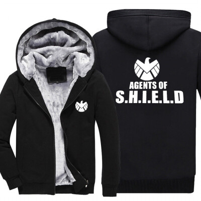 

2018 New USA SIZE Men Winter Autumn Hoodies agents of shield pattern Fleece Coat Baseball Uniform Sportswear Jacket wool