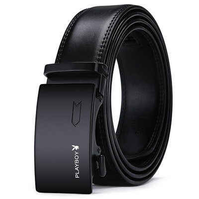 

Playboy playboy mens belt business casual automatic buckle belt Korean version of leather belt PDF5050-8B black