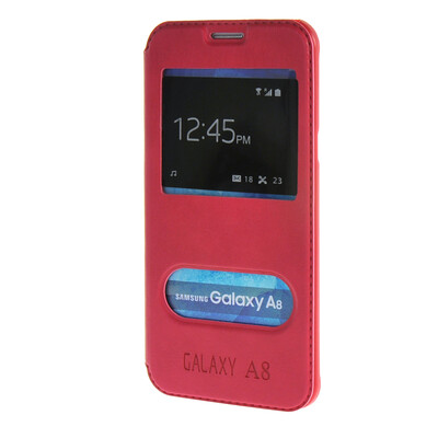 

MOONCASE Samsung Galaxy A8 чехол для View Leather Flip Pouch Bracket Back Cover Hot pink