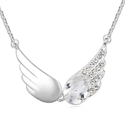 

High Quality Vintage Wings Necklaces Pendants Crystal from Austria Women Joyas White Gold Plated Valentines Day Gift 1