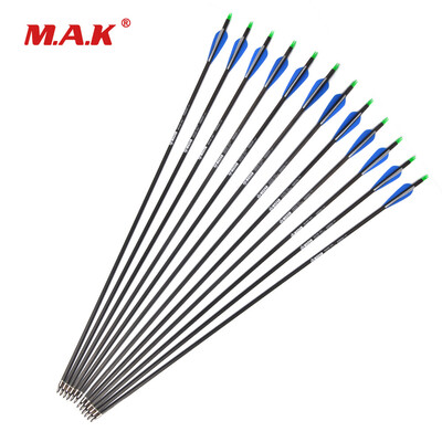 

24 pcs 30 Inches Spine 340 Dia 75mm Pure Carbon Arrow Shaft with Removable Tip for Recurve Compound Bow Hunting Shooting