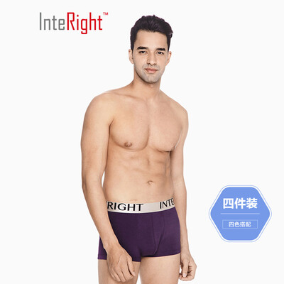 

INTERIGHT Panties Mens Stretch Wide Elastic Solid Color Smoothing Boxer 4 Boxed Bright Color Group A XXL