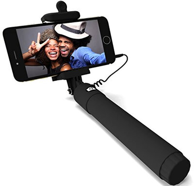 

Foldable Extendable Bluetooth Selfie Stick with Built-in Remote Shutter for iPhone 6s 6 6 Plus 5 5s 5c - Black