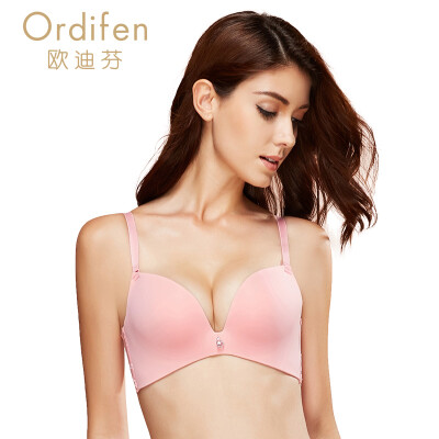 

Ou Difen no steel ring bra ladies underwear seamless sexy bra small chest gathered bra XB6518 strange purple 75B