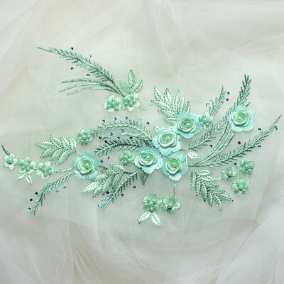 

Multicolor Dimensional lace applique trim patches with beads 34x25cm