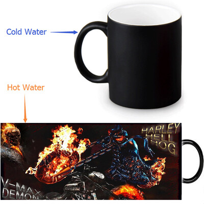 

GHOST RIDER 350ml/12oz Heat Reveal Mug Color Change Coffee Cup Sensitive Morphing Mugs Magic Mug Milk Tea Cups