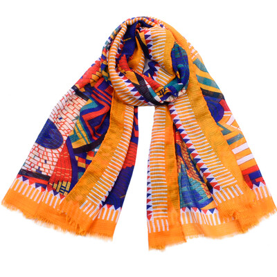 

JeouLy hotsale Bohemian scarf 2018 women autumn spring Spain style boho designer long red geometric print scarf birthday gifts cap