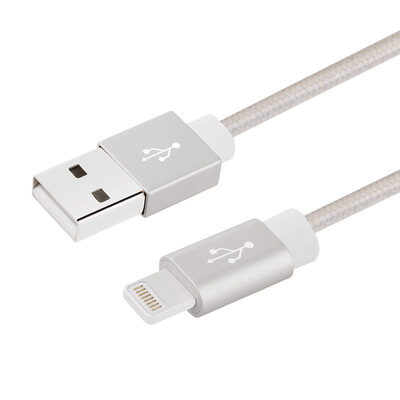 

Для зарядного устройства iPhone 1 м Premium для USB-кабеля 8-контактный нейлоновый плетеный зарядный кабель - SILVER