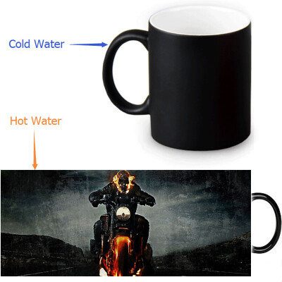 

GHOST RIDER 350ml12oz Heat Reveal Mug Color Change Coffee Cup Sensitive Morphing Mugs Magic Mug Milk Tea Cups