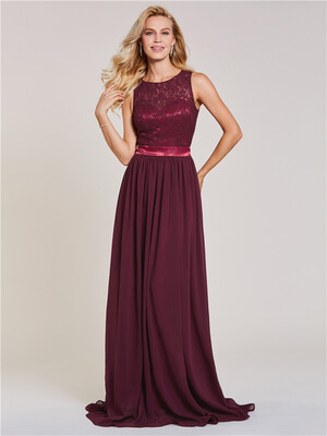 

CAZDZY Scoop Neck Backless A Line Lace Evening Dress