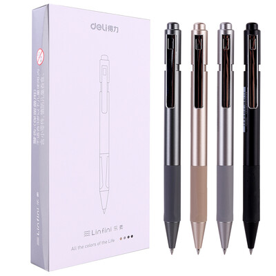 

Deli deli music office 05mm press black gel pen bullet pen pen 12 box A14