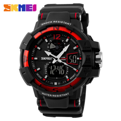 

Tough Design Analog & Digital Dual Time Zones Black Rubber Band Sporty Wrist Watch