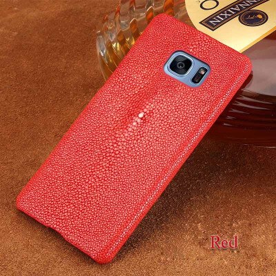 

Genuine Leather Phone Case For Samsung S7 Case Natural Pearl Fish Skin Back Cover For S8 S8 Plus Case