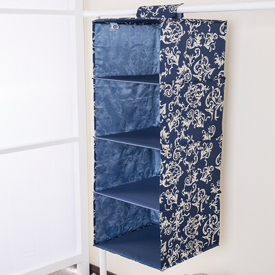 

Western SIVIN mirror flower blue storage hanging bag hanging storage bag four-layer wardrobe storage bag multi-layer dormitory storage bag
