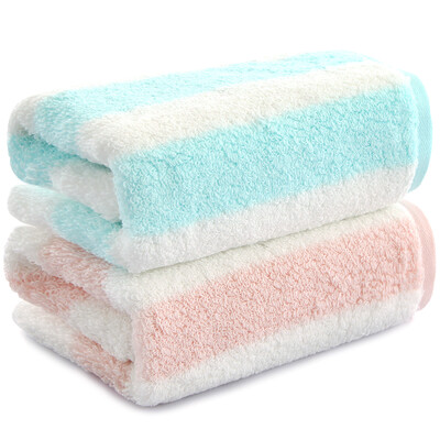 

Sanli cotton Sen thick towel 2 pieces 35×78cm Modern striped high terry face towel 165glight blue coral powder