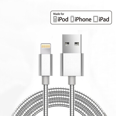 

mfi Metal USB Charger Cable For iPhone 7 Plus 6s 6 6Plus Mobile Phone Charge High Strength Max 24A USB Data Cable Wire