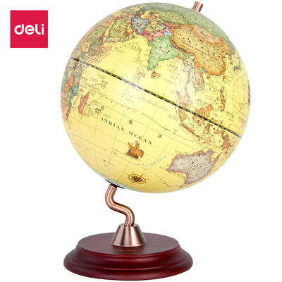 

Deli deli diameter 25cm wooden base -type bracket globe creative retro globe ornaments 2217