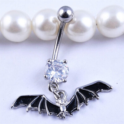 

New Black Bat Belly Button Rhinestone Animal Navel Piercing Body Jewelry Anti Allergic Material Медицинская игла Batman Girlfriend