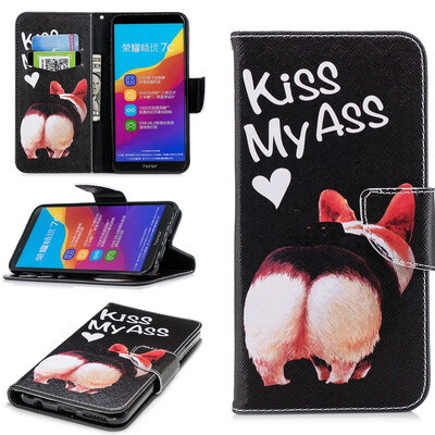 

BEFOSPEY Painting PU LeatherSoft TPU Card Slot Stand Wallet Case For Huawei Honor 7C599"2018