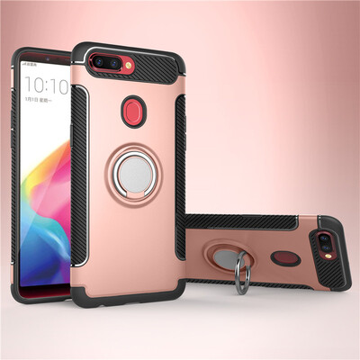 

OPPO R11R11s Plus Armor Car Magnetic Suction Ring Bracket Silicon TPU Hard PC Phone Case