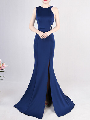 

Halter Fishtail Slim Wedding Party Evening Dress Female Split Skirt Sexy Temperament Dress