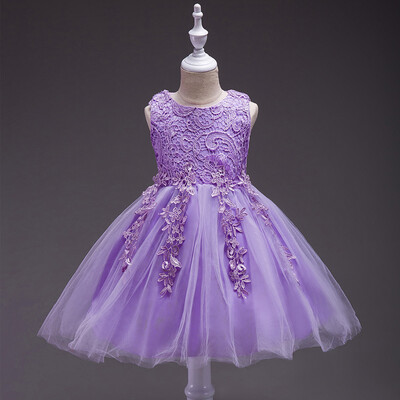 

Lovely O Neck Lace Flower Girl Dresses 2018 Без рукавов Кружева Appliques Bow Belt Princess Pageant Kids Prom Dress