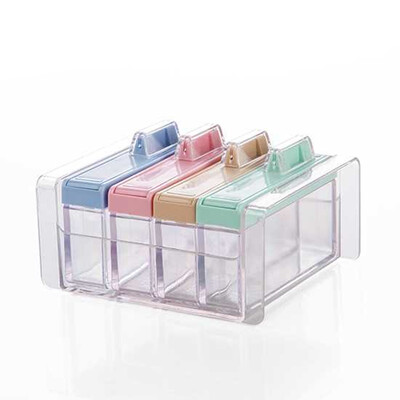 

New 4-6 grids Transparet Seasoning Box condiment set salt&pepper spice Seasoning Storage barbecue kitchen accessories