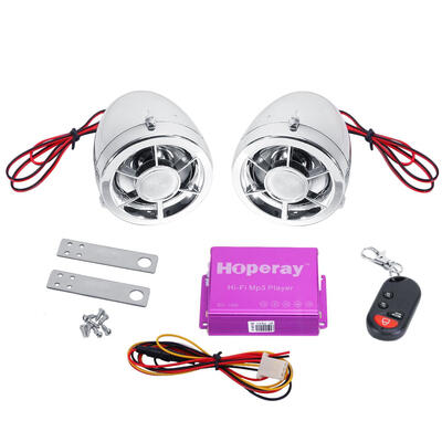 

1 Set Universal Wireless Control Anti-theft Motorcycle Audio Kit Main Unit2x LED Speaker FM Radio 87-108MHz Colorful light