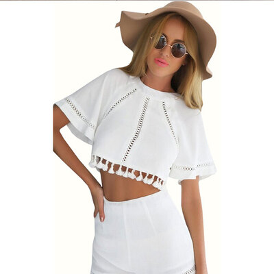 

Lovaru ™2 шт тропический плюс размер женщин женская одежда белые vestidos короткие спинки Bodycon костюм бесплатная доставка