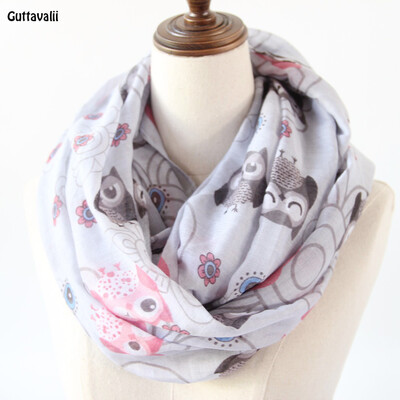 

Guttavalli Women Owls Chevron Ring Shawl Solid Girl Dots Flowers Loop Scarf Soft Bohemia Vintage Animal Stripes Бесконечные шарфы