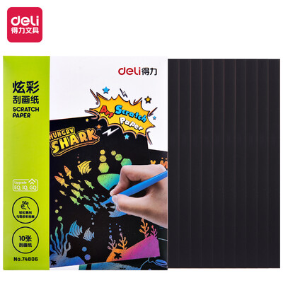 

Deli deli 10 15 20cm colorful students scratch paper handmade painting creative DIY toy 74806