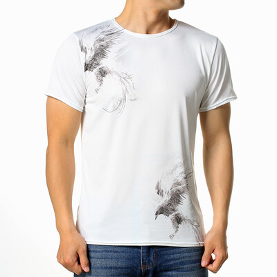 

Fashion Round Neck Pullovers Eagle Printed Short Sleeves Mens T-shirts