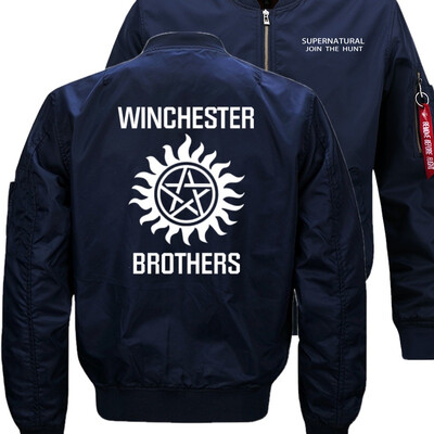 

SUPERNATURAL JOIN THE HUNT Bomber Flight Flying Jacket Winter thicken Warm Zipper Men Jackets Anime Mens Casual Coat