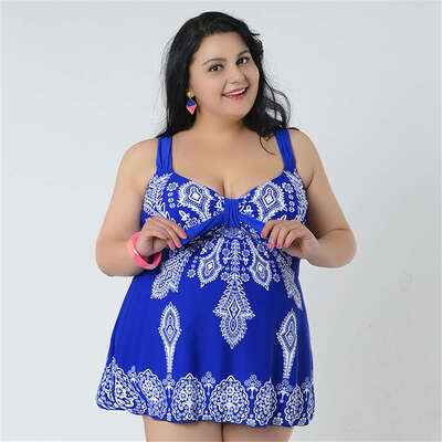 

4XL-6XL Plus Size One Piece Swimsuit Skirt 2017 Push Up Swimwear Women Dress Bathing Suit Large Size Swim Suit For Fat Women