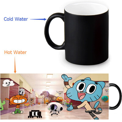 

Удивительный мир Gumball 350 мл / 12 унций Heat Reveal Mug Color Change Чашка кофе Чувствительные морфинг-кружки Волшебная чашка для чайных чашек