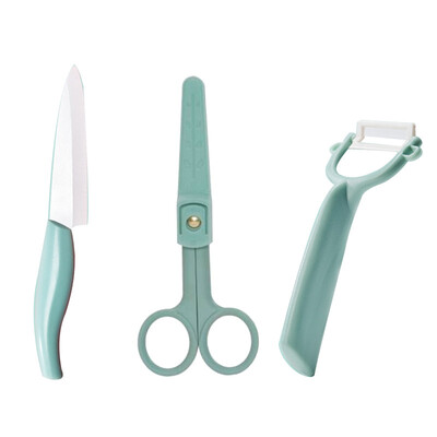 

Goodbaby gb Ceramic Knife Ceramic Scissors Baby Food Fruit Peeler 3pcs Kitchen Set Stainless Baby Scissors with cover