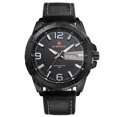 

NAVIFORCE 9055 Men Leather Belt Watches Quartz 30m Waterproof Male Sports Wristwatch