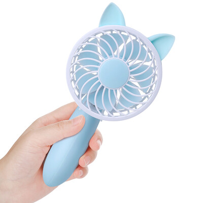 

ESCASE handheld small fan hand mini portable desktop phone holder USB charging line student dormitory electric silent fan HFI8 star blue