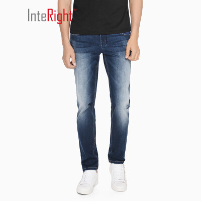 

INTERIGHT jeans male fit slim fit quick dry hole jeans in blue 32L