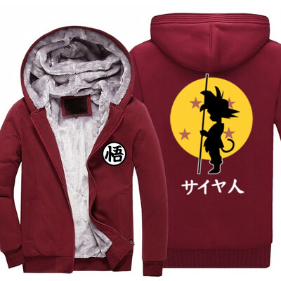 

2018 New Dragon Ball Animate Hoodie mens Thicken Fleece Zipper Jacket Super Saiyan Goku DBZ fast arrive
