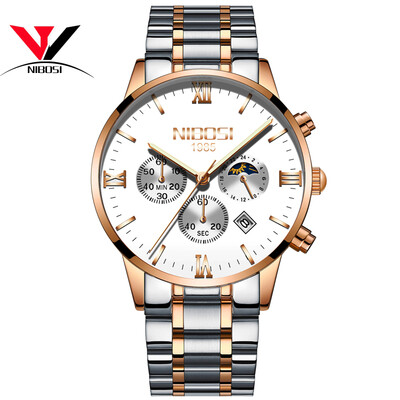 

NIBOSI Famous Brand Watches Men Leather Band Fashion Luxury Full Steel Clock Quartz Wristwatch Male Watch Relogio Masculino Casual