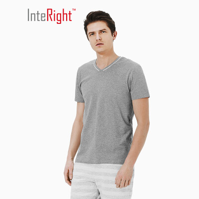 

INTERIGHT bottoming shirt mens cotton ammonia V-neck color short-sleeved bottoming shirt white XXL