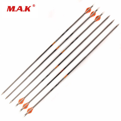 

6 шт. Spine 500 Pure Carbon Arrows OD 7,6 мм со сменными наконечниками и взрывозащищенным кольцом для стрельбы из лука Стрельба охота