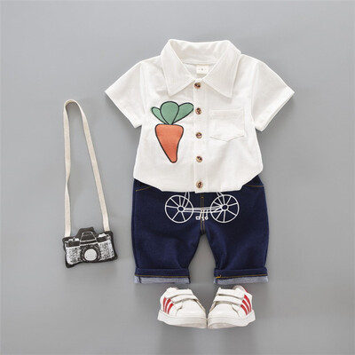 

baby boys summer clothes newborn children clothing sets for boy short sleeve shirts jeans cool denim shorts suit
