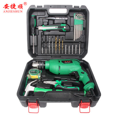 

An Jieshun ANJIESHUN AJS-13TTZ multi-function impact drill set electric drill toolbox household electric hammer hand drill lithium drill screwdriver hardware tools