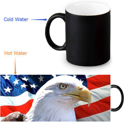 

US Flag And Bald Eagle 350ml12oz Heat Reveal Mug Color Change Coffee Cup Sensitive Morphing Mugs Magic Mug Milk Tea Cups