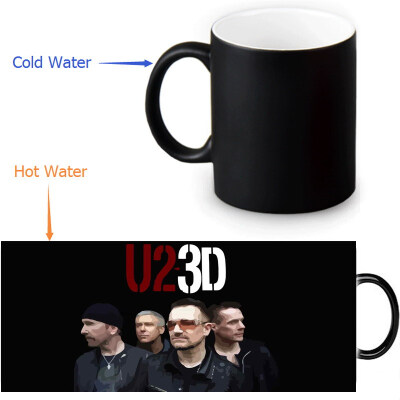 

U2 Rock Band 350ml12oz Heat Reveal Mug Color Change Coffee Cup Sensitive Morphing Mugs Magic Mug Milk Tea Cups