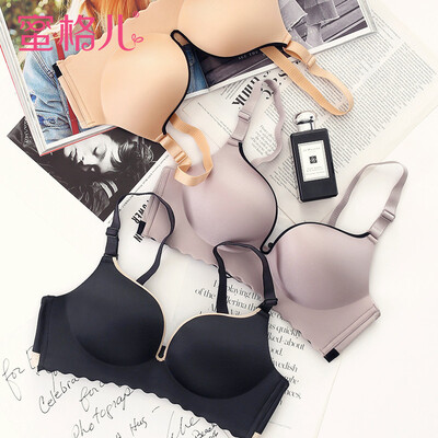 

Honey lattice no steel ring thickening gathered small chest ladies sexy bra smooth girl bra student seamless underwear W4919 black 70A