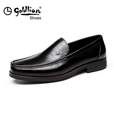 

Goldlion mens shoes business casual shoes simple&comfortable set of foot shoes 582810137ALA-black-40 yards