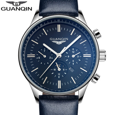 

GUANQIN Watch Mens sports Casual fashion Quartz watches Mens Leather Watch Mens Watch